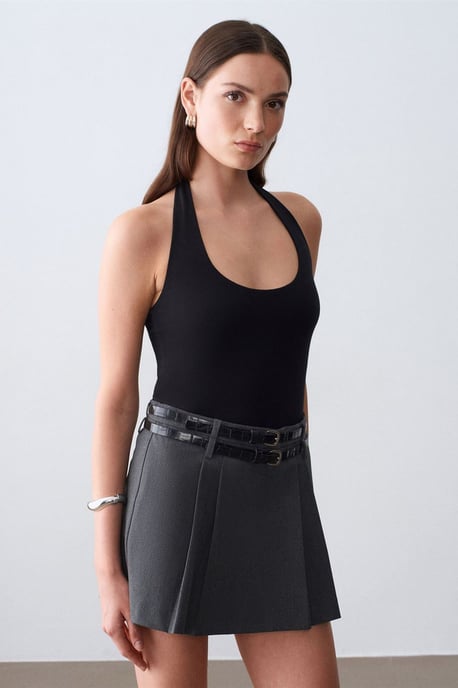 Halterneck Cut-Out Slim-Fit Bluse - Image 3