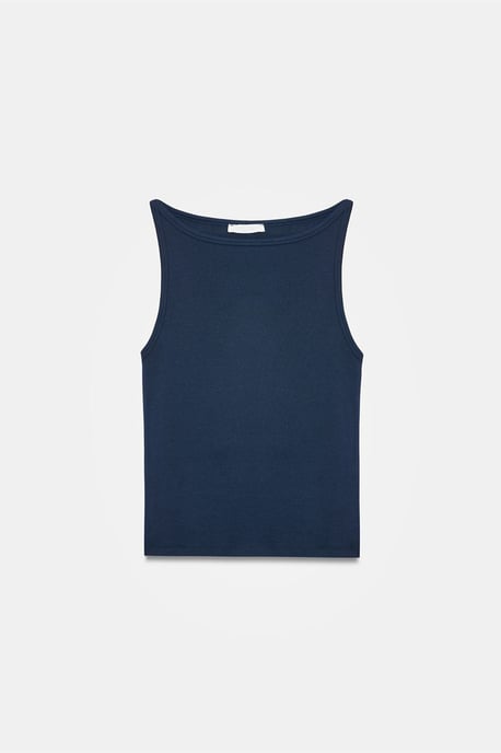 Rippige Halter-Neck Slim-Fit Bluse - Image 5