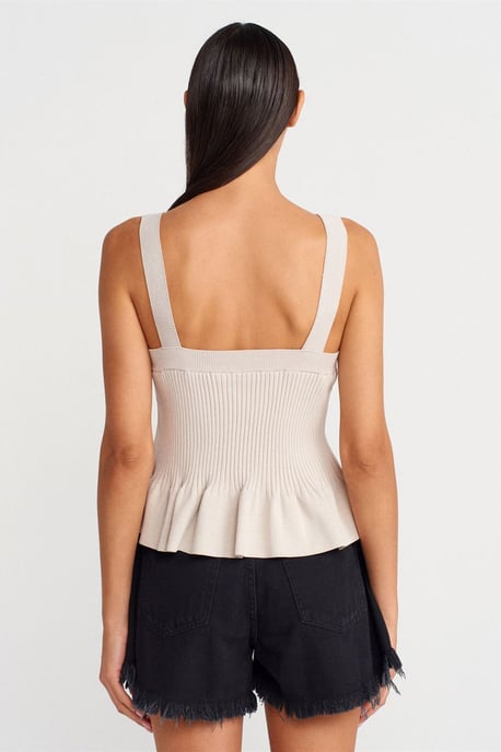 Taillierte gerippte ärmellose Bluse mit quadratischem Ausschnitt - Image 2