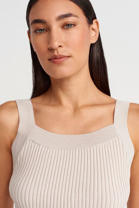 Taillierte gerippte ärmellose Bluse mit quadratischem Ausschnitt - Image 3