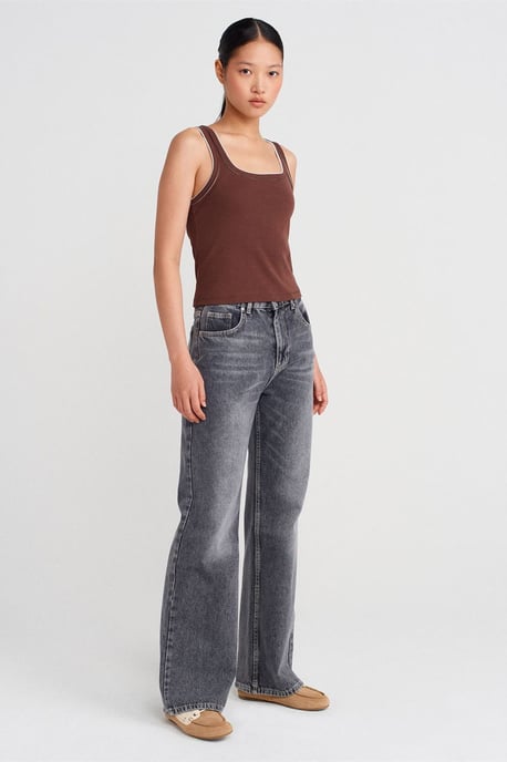 Damen Rippstrick Baumwolle Cami Bluse - Image 3