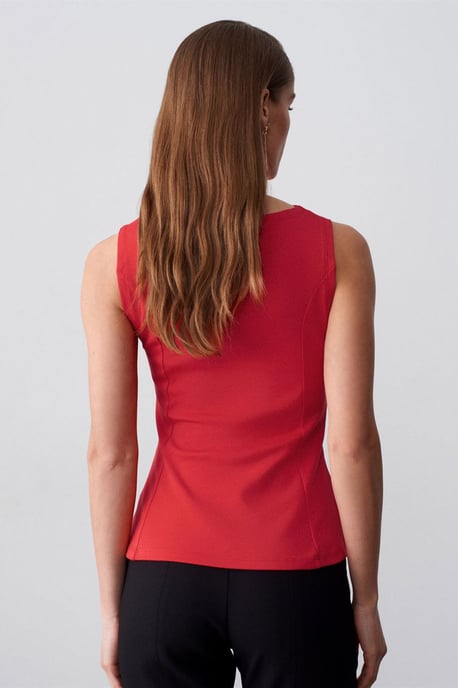 Figur betonte ärmellose Peplum-Bluse - Image 2