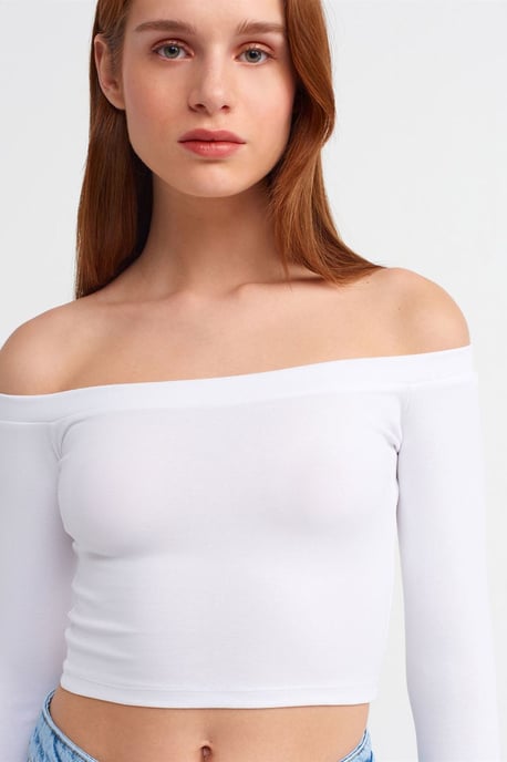 Damen Off-Shoulder Cropped Bluse - Image 1