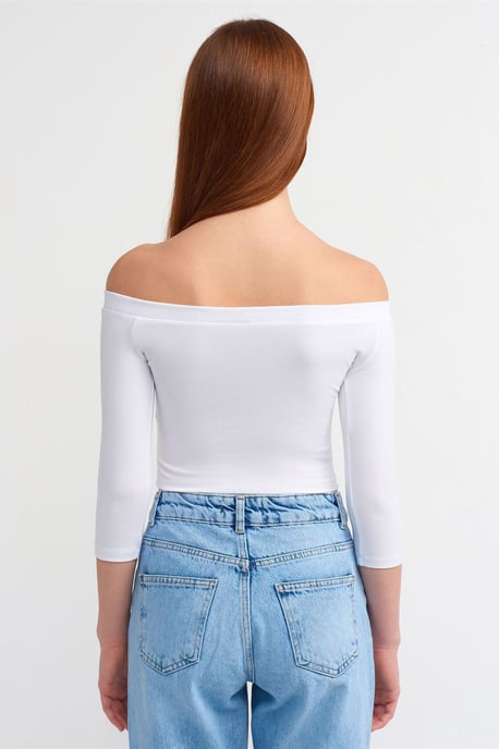 Damen Off-Shoulder Cropped Bluse - Image 2