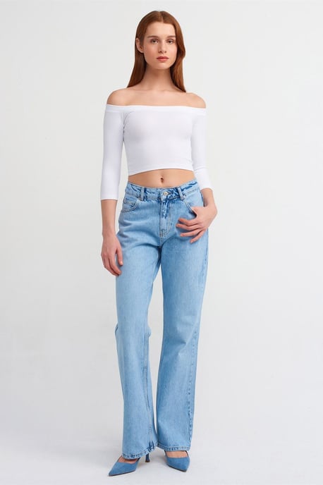 Damen Off-Shoulder Cropped Bluse - Image 3