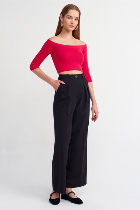 Dilvin Off-Shoulder Cropped Bluse Damen - Rosa - Image 3