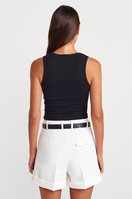 Damen Rippstrick Baumwollmischung Cropped Top - Image 2