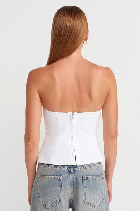 Trägerlose Taillierte Peplum-Bluse - Image 2