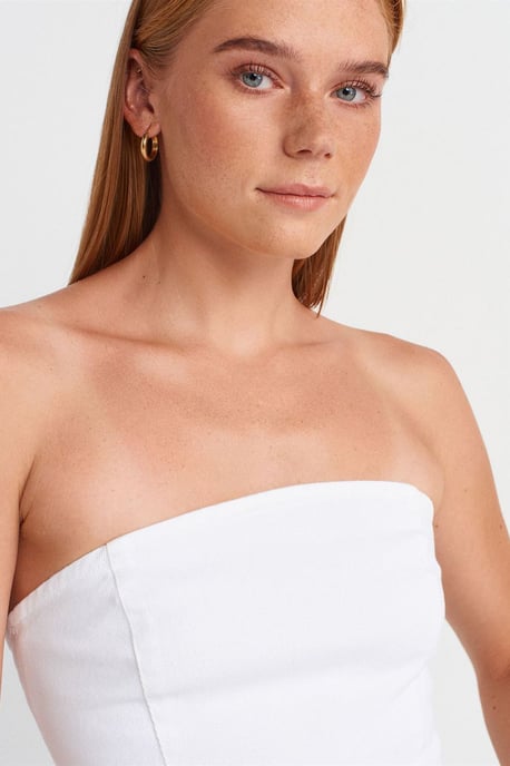 Trägerlose Taillierte Peplum-Bluse - Image 3
