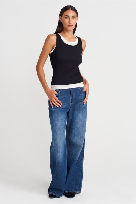 Rippstrick-Baumwoll-Ärmellose Cami-Bluse - Image 3