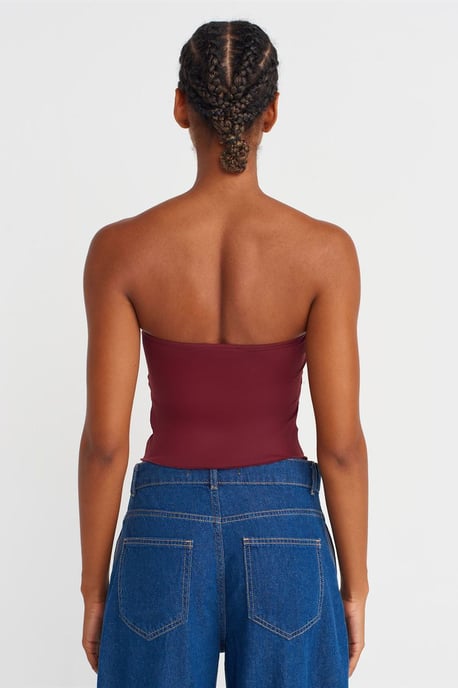 Damen Strapless Cropped Bluse mit Bindeband-Detail - Image 2