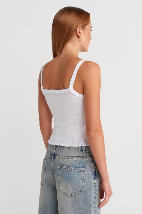 Baumwoll-Ripp-Quadratausschnitt-Cami-Bluse - Image 2