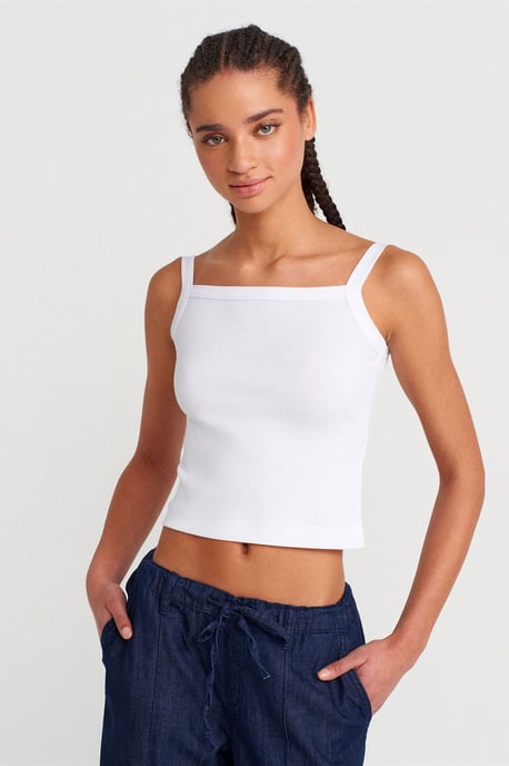 Rippenshirt aus Baumwolle mit quadratischem Ausschnitt - Image 3