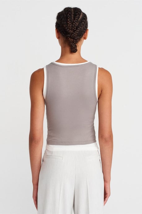 Baumwoll-Rippenshirt ohne Ärmel mit Knöpfen - Image 2