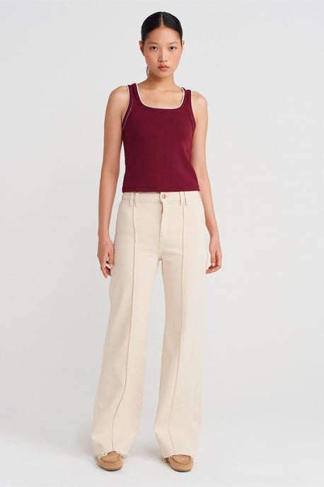 Damen Rippstrick Baumwolle Cami Bluse - Image 3