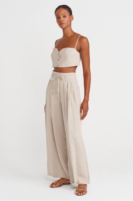 Trägerloses Crop-Top aus Leinenmischung mit Korsett-Design - Image 3