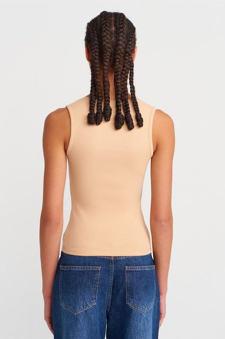 Ärmellose Spitzen-Ripp-V-Ausschnitt-Bluse - Image 2