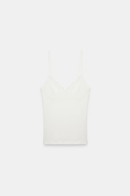 Spitzen-V-Ausschnitt ärmellose Cami-Bluse - Image 5