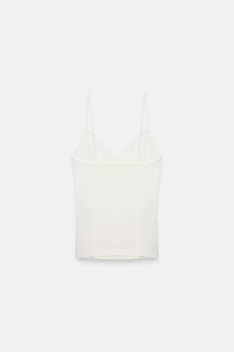 Spitzen-V-Ausschnitt ärmellose Cami-Bluse - Image 6