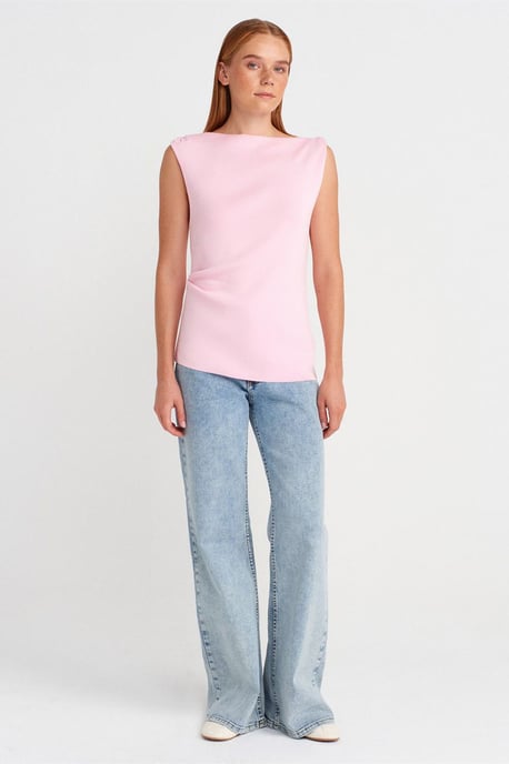 Dilvin Ärmellose Strickbluse mit Boot-Ausschnitt - Rosé - Image 3