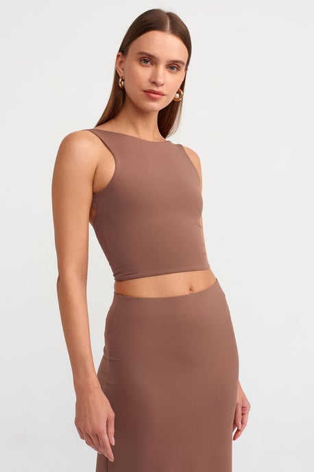 Damen ärmellose Cut-Out Crop-Bluse - Image 1
