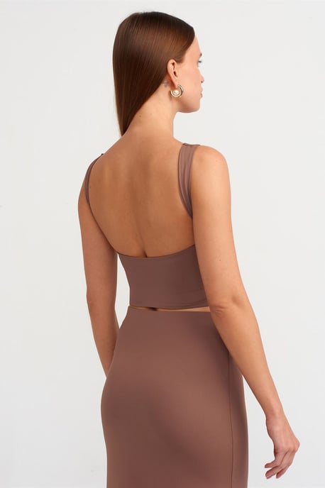 Damen ärmellose Cut-Out Crop-Bluse - Image 2
