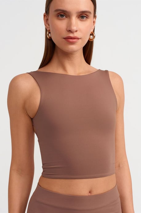 Damen ärmellose Cut-Out Crop-Bluse - Image 4