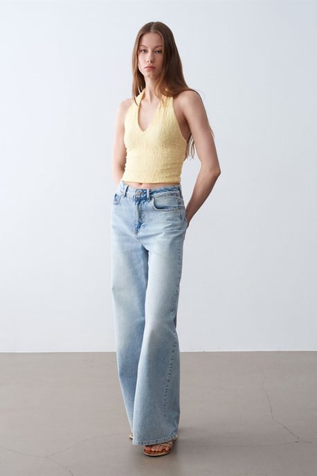 Damen Spitze Neckholder Crop Bluse - Image 4