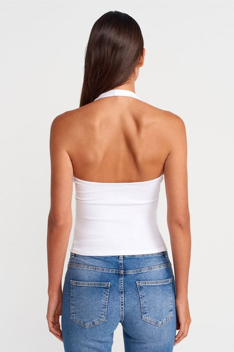 Gerippte Halsbandfreie ärmellose Bluse - Image 2