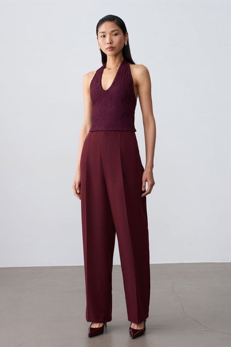 Damen Spitze Neckholder Crop Bluse - Image 3