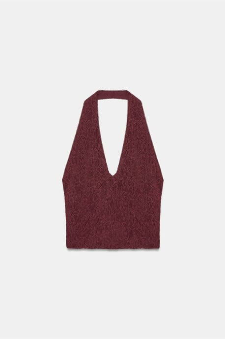Damen Spitze Neckholder Crop Bluse - Image 5