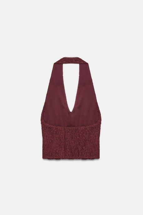 Damen Spitze Neckholder Crop Bluse - Image 6