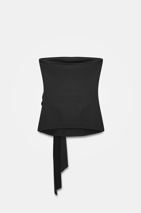 Trägerlose Slim-Fit-Jersey-Bluse mit Bindedetail - Image 6