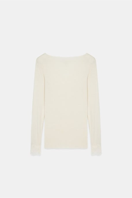 Schmal geschnittene V-Ausschnitt Spitze Bluse - Image 6
