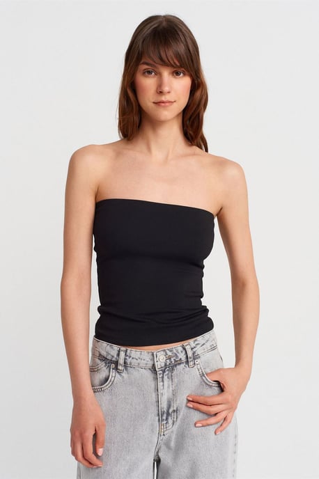 Trägerlose Slim-Fit-Jersey-Bluse - Image 1