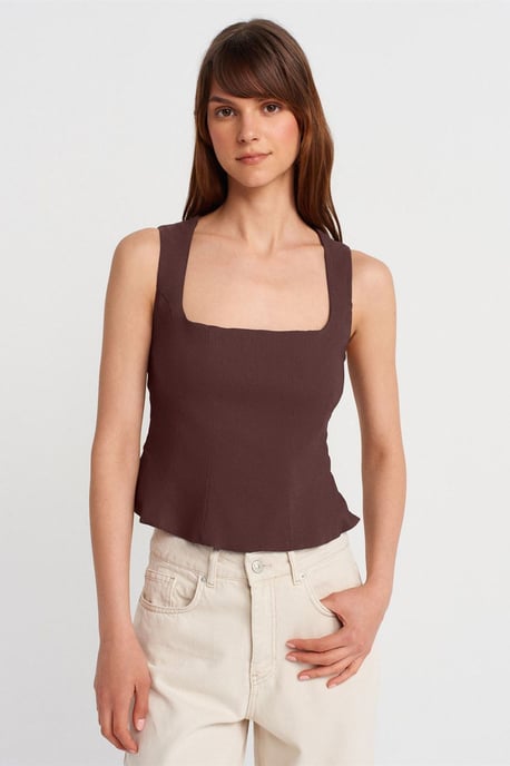 Taillierte ärmellose Bluse mit quadratischem Ausschnitt - Image 1