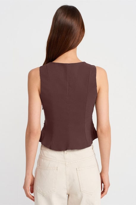 Taillierte ärmellose Bluse mit quadratischem Ausschnitt - Image 2