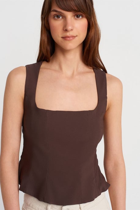 Taillierte ärmellose Bluse mit quadratischem Ausschnitt - Image 3