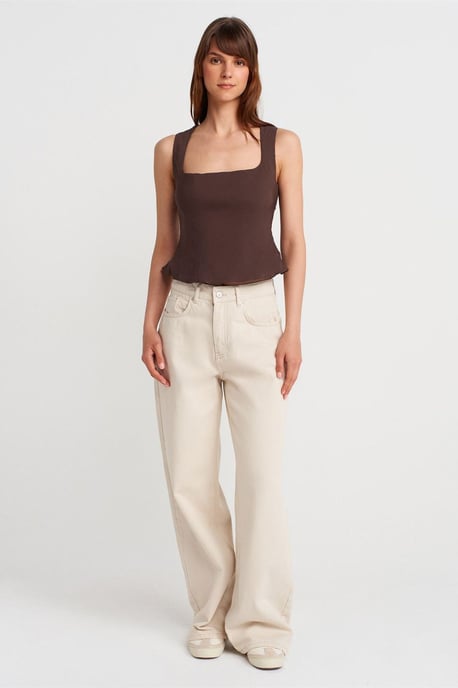 Taillierte ärmellose Bluse mit quadratischem Ausschnitt - Image 4