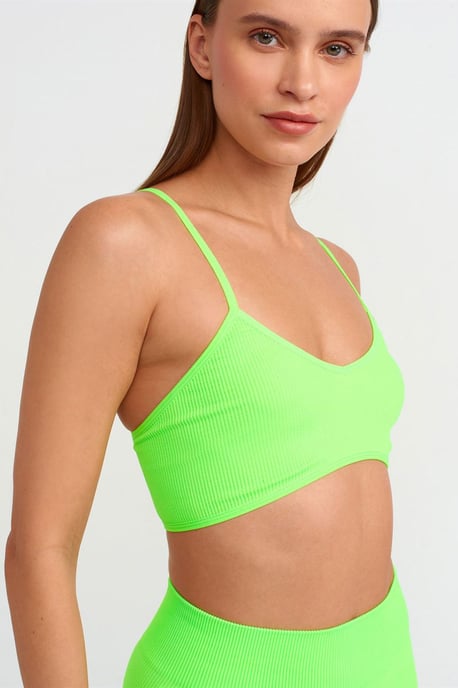 Geripptes V-Ausschnitt Crop Bralet Top - Image 1