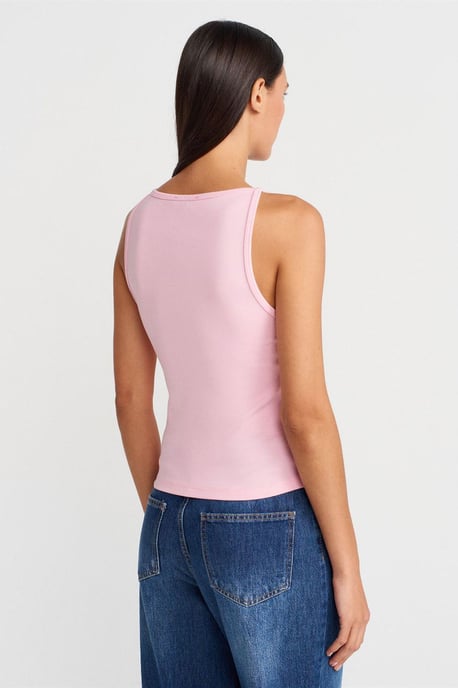 Dilvin Ripp-Halterneck Slim-Fit Bluse - Rosé - Image 2