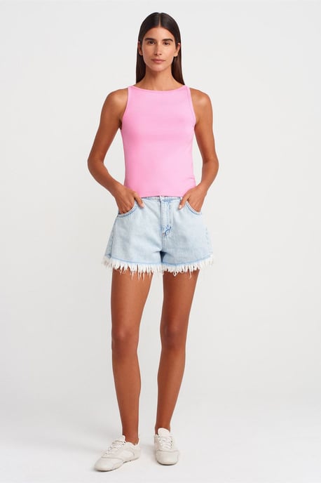 Rippoptik Halter Slim-Fit Bluse - Image 4