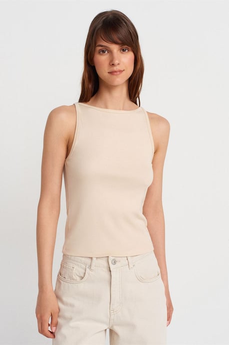 Rippstrick Halterneck Slim-Fit Bluse - Image 1