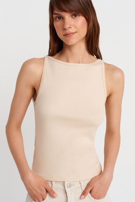 Rippstrick Halterneck Slim-Fit Bluse - Image 3