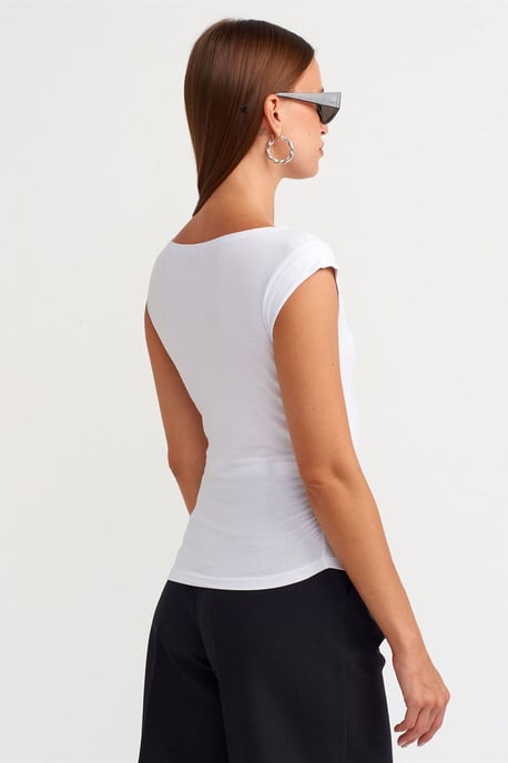 Ärmellose Boot-Ausschnitt Slim-Fit Bluse - Image 2