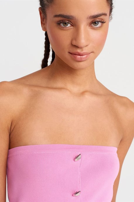 Nahtloses Rippstrick-Crop-Top mit Knöpfen - Image 3