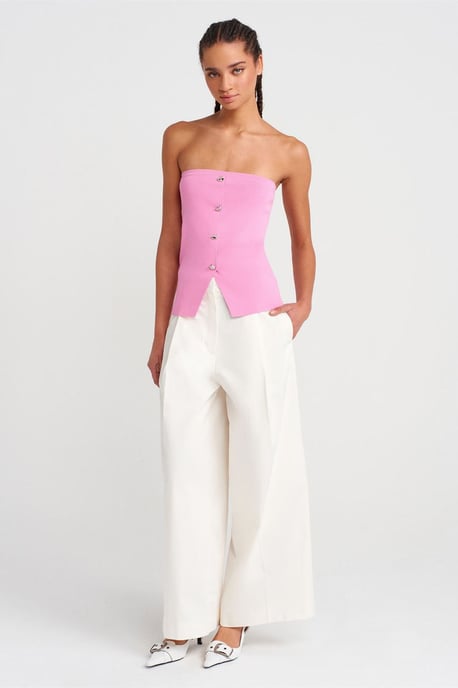 Nahtloses Rippstrick-Crop-Top mit Knöpfen - Image 4