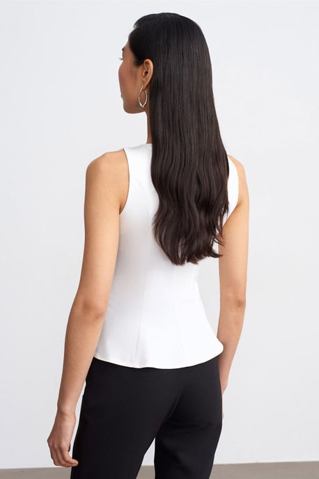 Taillierte ärmellose Crepe-Peplum-Bluse - Image 2