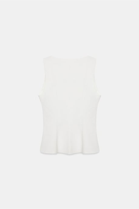 Taillierte ärmellose Crepe-Peplum-Bluse - Image 6
