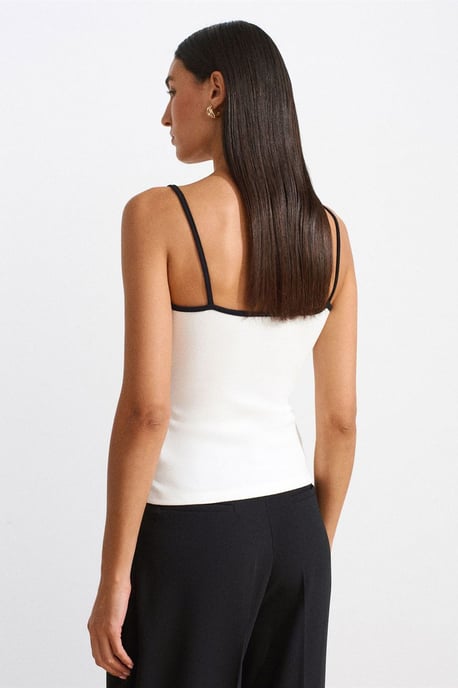 Farbblock Ripp-Ärmellose Bluse - Image 2